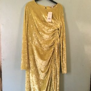 Miss Selfridge Chartreuse Crush Velvet Dress